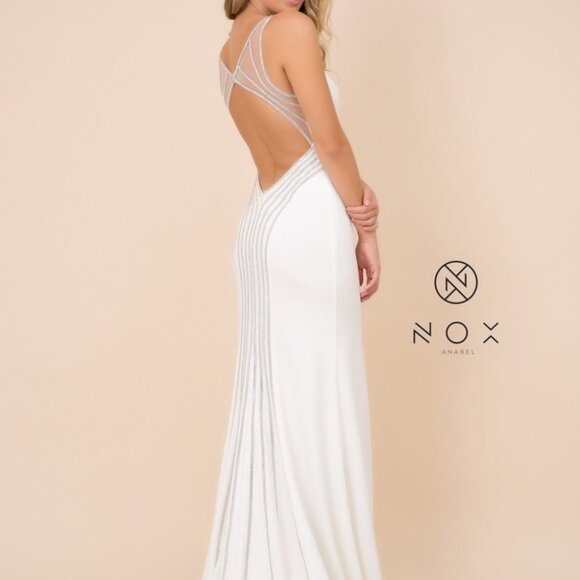 V-Neckline Mermaid Open Back Prom Dress NXT253 - Picture 2 of 5